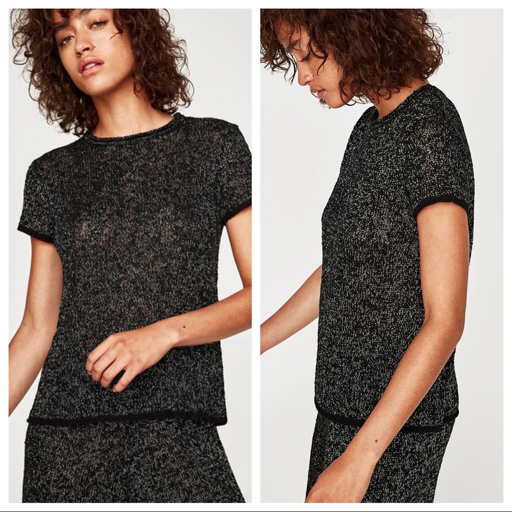 🌹NWT. Zara Black Knit Top/Sweater. Size S. - Picture 3 of 8